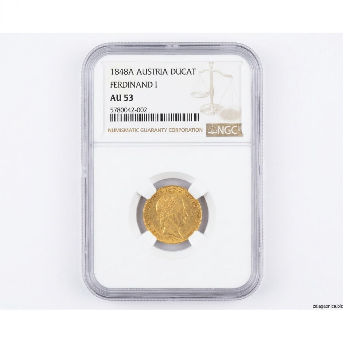 Zlatni dukat 1848 A – Ferdinand I. (NGC AU 53)