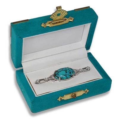 Broš 18k zlato s tirkizom i dijamantima