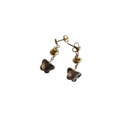 Zlatne naušnice sa smeđim kamenom