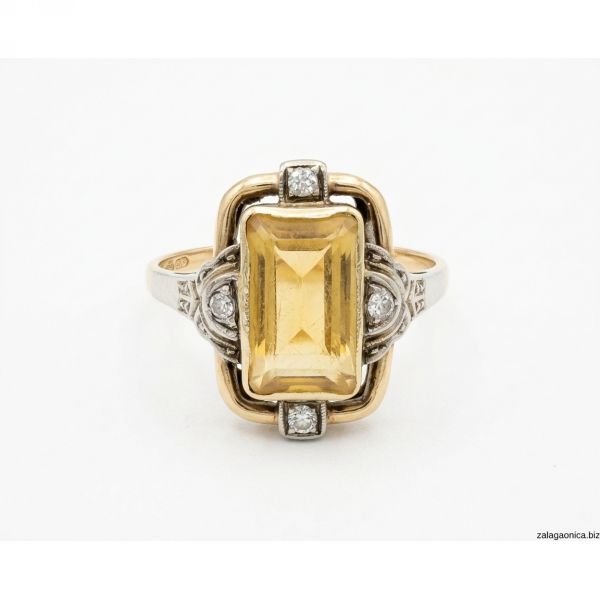 Vintage Art Deco Zlatni Prsten